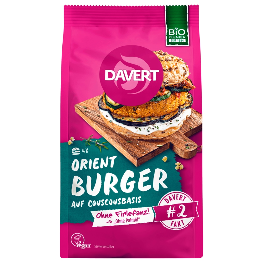 Davert Bio Orient Burger auf Couscousbasis vegan 185g
